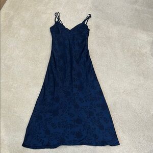Elegant Navy Blue Floral Dress- Vici brand
